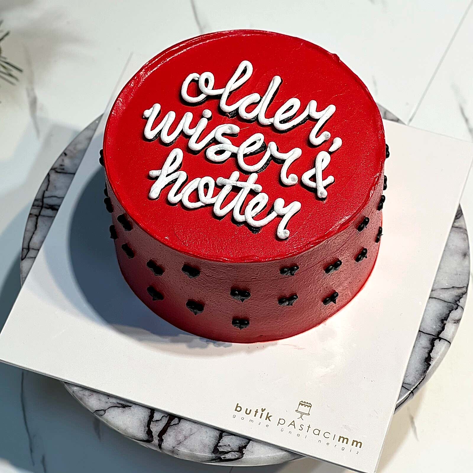 Kırmızı Kalpli Yazılı Pasta