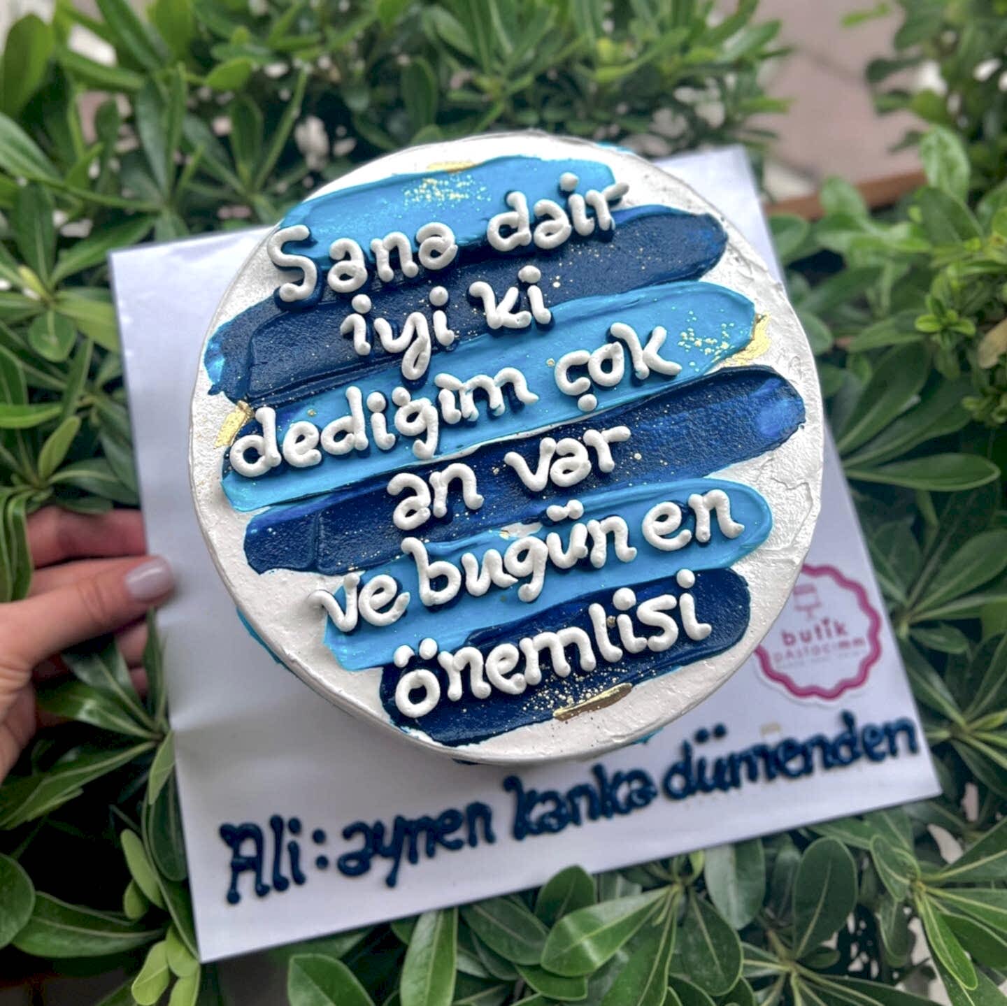 Romantik Temalı Yazılı Pasta