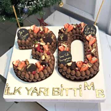 30 Yaş Rakamlı Çikolatalı Pasta