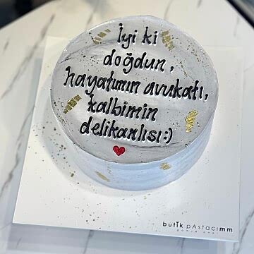 Antrasit Açık Gri Yazılı Pasta