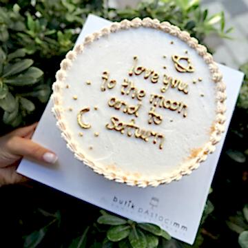 Ay ve Satürn Temalı Yazılı Pasta