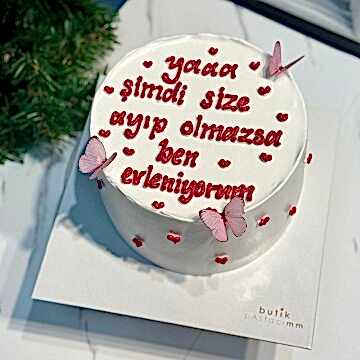 Ben Evleniyorum Yazılı Kelebekli Bekarlığa Veda Pastası