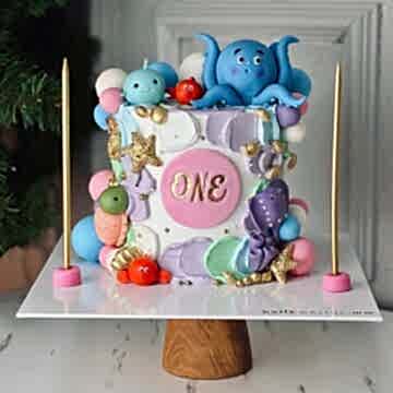 Deniz Canlıları Temalı Bir Yaş Çocuk Pastası