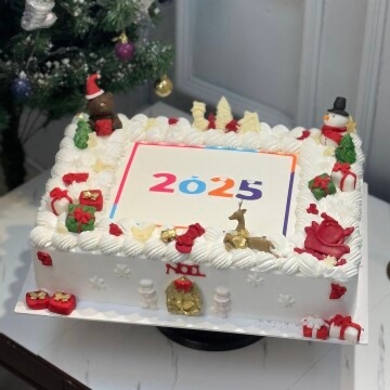 Dikdörtgen Resim Baskılı Yılbaşı Pastası