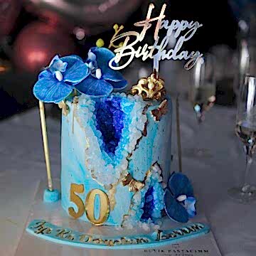 Mavi Ametist Taşlı Pasta