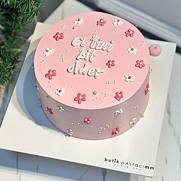 Mini Çiçekli Pembe Yazılı Pasta