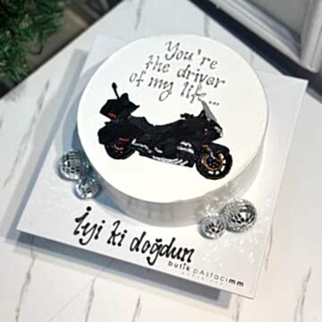 Motor Çizimli Yazılı Pasta (Disco Toplu)