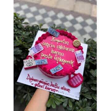 Para Detaylı Yazılı Pasta