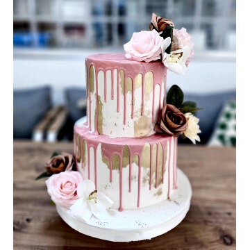 Pembe Çikolata Detaylı Tasarım Pasta