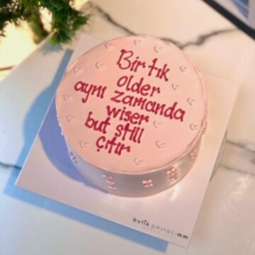 Pembe Mini Kalpli Yazılı Pasta