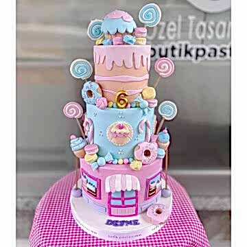 Renkli Temalı Çocuk Pastası