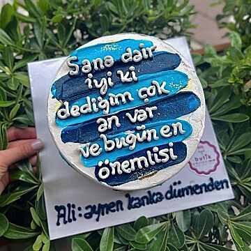 Romantik Temalı Yazılı Pasta