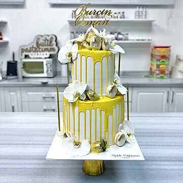 Sarı Çikolatalı Tasarım Pasta