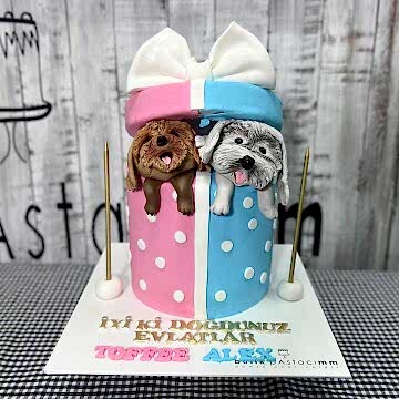 Sevimli Köpekler Tasarım Pasta